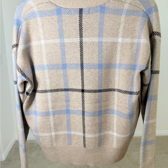 Rachel Zoe Beige Plaid Cardigan & Tank Top Set - Size M - Picture 4 of 11